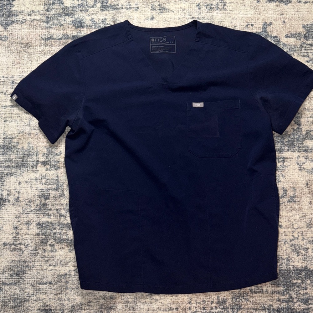 Figs Deep Blue Short Scrub Top